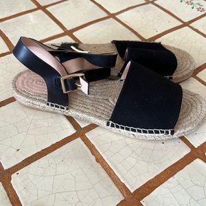 J. Crew Black Sandals with Gold Buckle